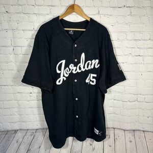 Jordan Brand Mens 3XL Black Baseball Jersey Shirt 45 Air Jordan IX 621610-010